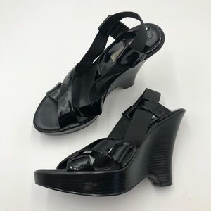 Charles David Black Strappy Wedge